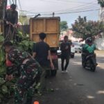 Babinsa Kel Subangjaya Dan Warga Bersihkan Pohon Tumbang di Jalan R.A Kosasih