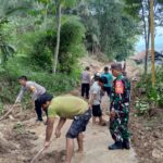 Babinsa Kebonmanggu Koramil 09/Cisaat Bantu Evakuasi Tanah Longsor di Wilayah Binaan