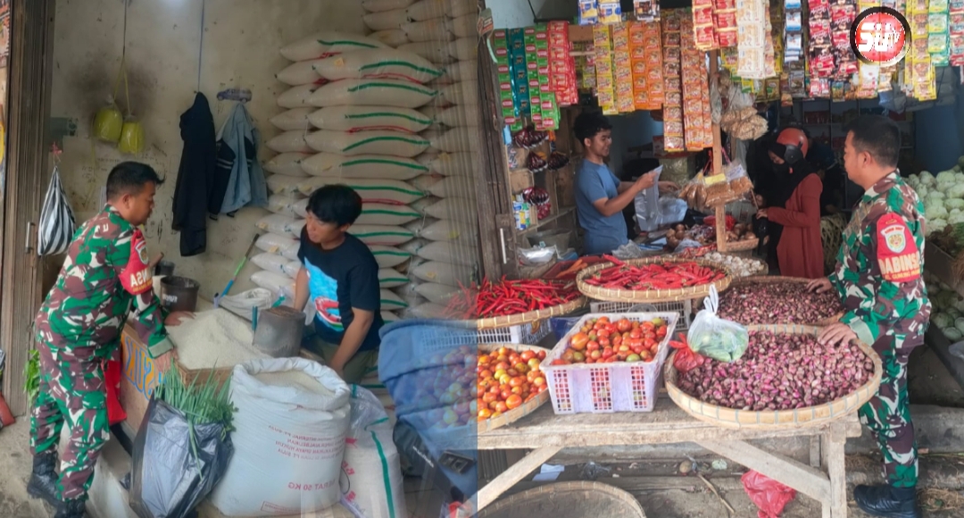 Bulan Ramadhan, Babinsa Kel. Gunungparang Laksanakan Pengecekan Harga Sembako di Pasar Pelita