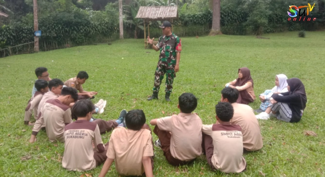 Babinsa Gedepangrango Koramil 09/Cisaat Lakukan Bintahwil tentang Wasbang Kepada Siswa SMP