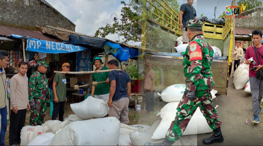 Dukung Program Pemerintah, Babinsa Koramil 09/Cisaat Dampingi Serapan Gabah di Desa Cikujang
