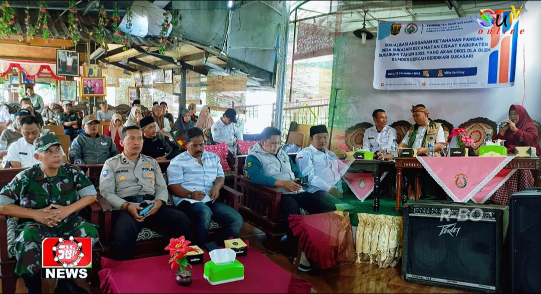 Babinsa Desa Sukasari Koramil 09/Cisaat Hadiri Sosialisasi Anggaran Program Ketapang 20% Dari Dana Desa