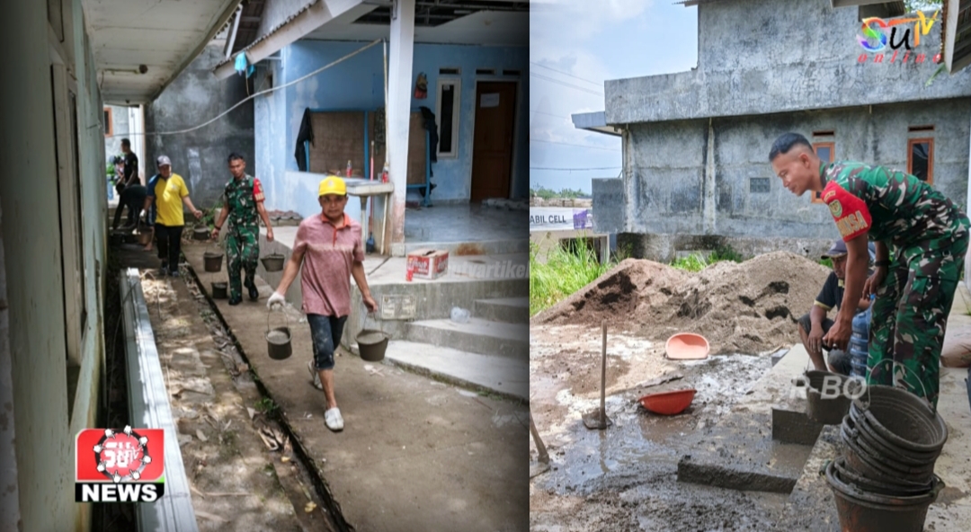 Karya Bakti Babinsa Padaasih Dalam Pembangunan Kantor Desa, Bersama Warga dan Perangkat Desa