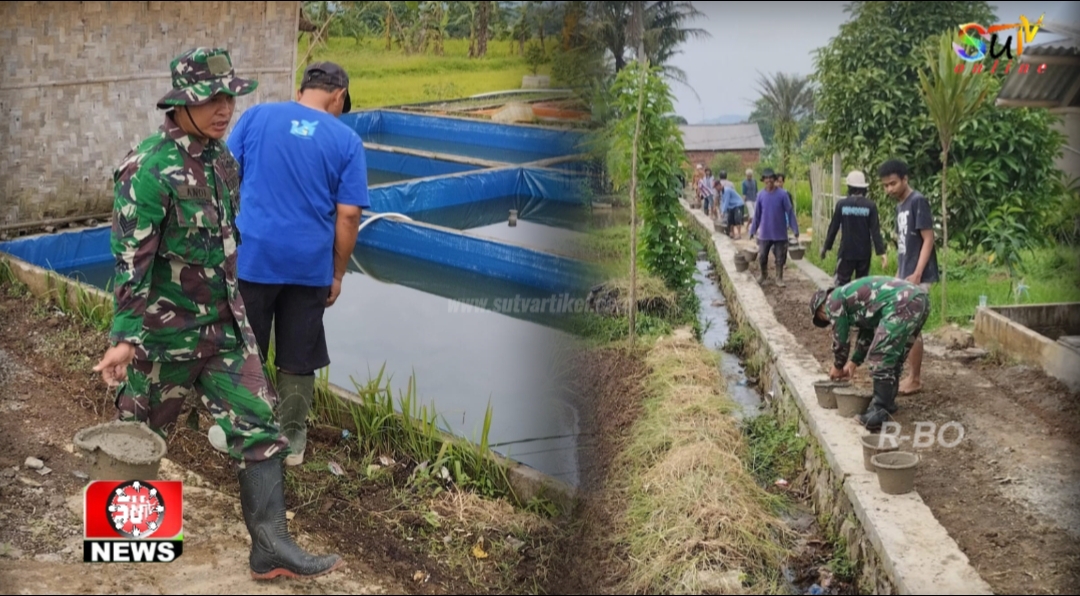 Kerjasama Yang Baik, Babinsa Desa Nagrak Cisaat Dan Warga Kerja Bakti Perbaiki Jalan lingkungan