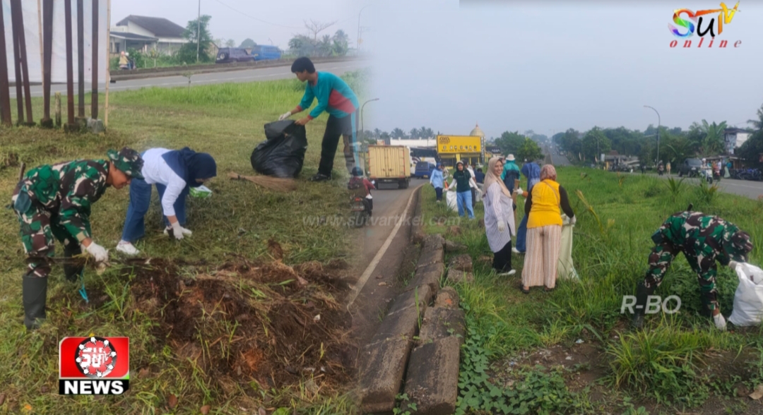 Babinsa Cisaat Koramil 09/Cisaat serma Heri Ruhiana melaksanakan Jumsih bersama warga dan pemdes Cisaat