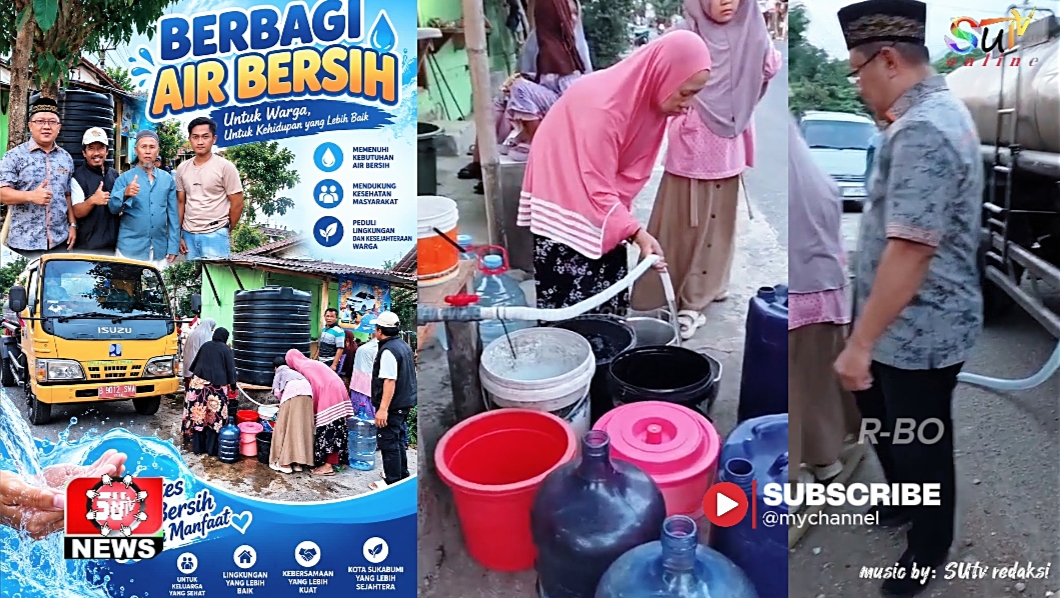 H Dindin Solahudin Anggota DPRD Kota Sukabumi bagikan air bersih untuk masyarakat terdampak kemarau