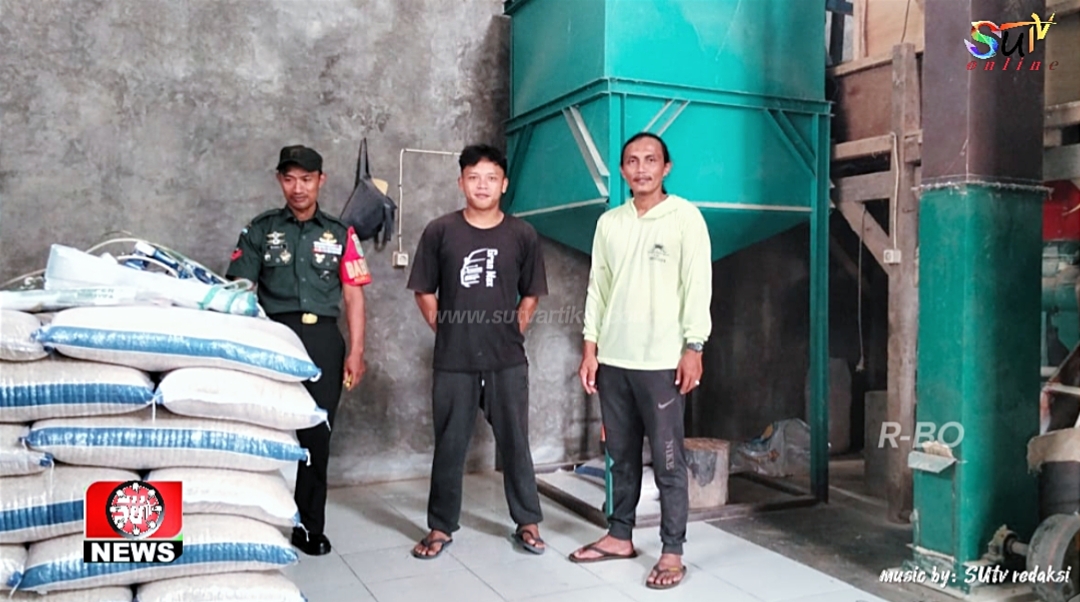 Pantau Stok Pangan, Babinsa Cipetir Koramil 0607-09/Cisaat Cek Penggilingan dan Gudang Padi